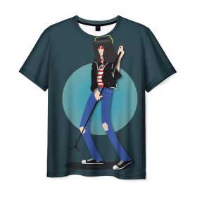Мужская футболка 3D с принтом Джоуи в Тюмени, 100% полиэфир | прямой крой, круглый вырез горловины, длина до линии бедер | Тематика изображения на принте: punk | ramones | rock | панк | рамонс | рок