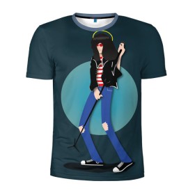 Мужская футболка 3D спортивная с принтом Джоуи в Тюмени, 100% полиэстер с улучшенными характеристиками | приталенный силуэт, круглая горловина, широкие плечи, сужается к линии бедра | punk | ramones | rock | панк | рамонс | рок