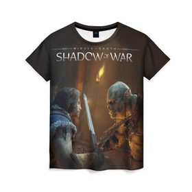 Женская футболка 3D с принтом Shadow of War 8 в Тюмени, 100% полиэфир ( синтетическое хлопкоподобное полотно) | прямой крой, круглый вырез горловины, длина до линии бедер | lord of the rings