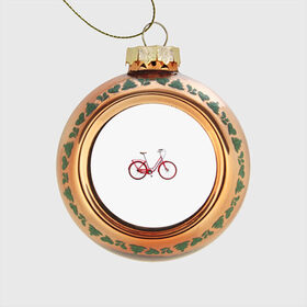 Стеклянный ёлочный шар с принтом Велосипед в Тюмени, Стекло | Диаметр: 80 мм | bicycle | байсикл | велик | красный | москва | педали