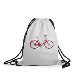 Рюкзак-мешок 3D с принтом Велосипед в Тюмени, 100% полиэстер | плотность ткани — 200 г/м2, размер — 35 х 45 см; лямки — толстые шнурки, застежка на шнуровке, без карманов и подкладки | bicycle | байсикл | велик | красный | москва | педали