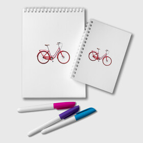 Блокнот с принтом Велосипед в Тюмени, 100% бумага | 48 листов, плотность листов — 60 г/м2, плотность картонной обложки — 250 г/м2. Листы скреплены удобной пружинной спиралью. Цвет линий — светло-серый
 | Тематика изображения на принте: bicycle | байсикл | велик | красный | москва | педали
