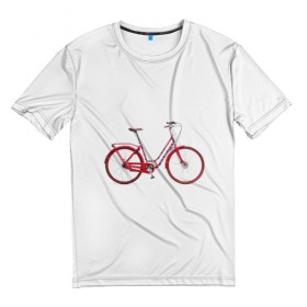 Мужская футболка 3D с принтом Велосипед в Тюмени, 100% полиэфир | прямой крой, круглый вырез горловины, длина до линии бедер | bicycle | байсикл | велик | красный | москва | педали