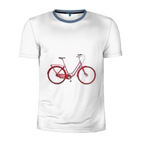 Мужская футболка 3D спортивная с принтом Велосипед в Тюмени, 100% полиэстер с улучшенными характеристиками | приталенный силуэт, круглая горловина, широкие плечи, сужается к линии бедра | bicycle | байсикл | велик | красный | москва | педали