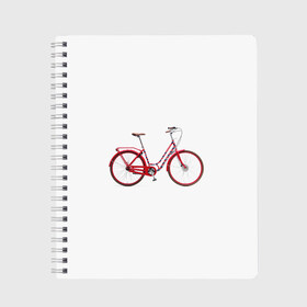 Тетрадь с принтом Велосипед в Тюмени, 100% бумага | 48 листов, плотность листов — 60 г/м2, плотность картонной обложки — 250 г/м2. Листы скреплены сбоку удобной пружинной спиралью. Уголки страниц и обложки скругленные. Цвет линий — светло-серый
 | bicycle | байсикл | велик | красный | москва | педали
