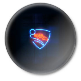 Значок с принтом Rocket League в Тюмени,  металл | круглая форма, металлическая застежка в виде булавки | rocket league