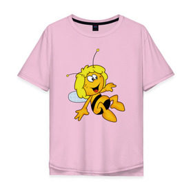 Мужская футболка хлопок Oversize с принтом пчелка Майя в Тюмени, 100% хлопок | свободный крой, круглый ворот, “спинка” длиннее передней части | Тематика изображения на принте: вилли | майя | мая | пчелка | пчёлка майя | флип