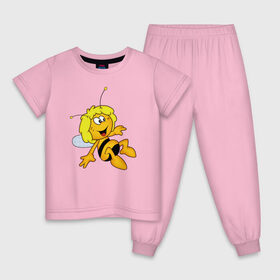 Детская пижама хлопок с принтом пчелка Майя в Тюмени, 100% хлопок |  брюки и футболка прямого кроя, без карманов, на брюках мягкая резинка на поясе и по низу штанин
 | вилли | майя | мая | пчелка | пчёлка майя | флип