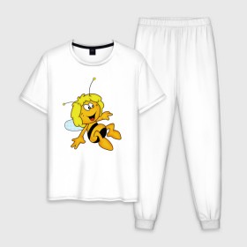 Мужская пижама хлопок с принтом пчелка Майя в Тюмени, 100% хлопок | брюки и футболка прямого кроя, без карманов, на брюках мягкая резинка на поясе и по низу штанин
 | вилли | майя | мая | пчелка | пчёлка майя | флип