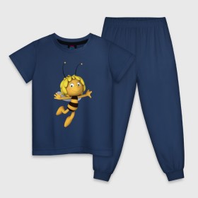 Детская пижама хлопок с принтом пчелка Майя в Тюмени, 100% хлопок |  брюки и футболка прямого кроя, без карманов, на брюках мягкая резинка на поясе и по низу штанин
 | вилли | майя | мая | пчелка | пчёлка майя | флип