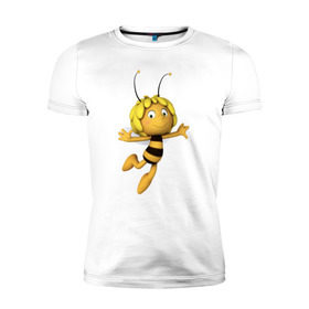 Мужская футболка премиум с принтом пчелка Майя в Тюмени, 92% хлопок, 8% лайкра | приталенный силуэт, круглый вырез ворота, длина до линии бедра, короткий рукав | Тематика изображения на принте: вилли | майя | мая | пчелка | пчёлка майя | флип