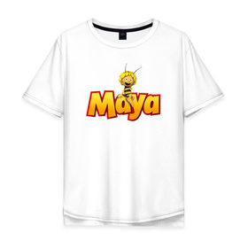 Мужская футболка хлопок Oversize с принтом пчелка Майя в Тюмени, 100% хлопок | свободный крой, круглый ворот, “спинка” длиннее передней части | 