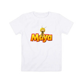 Детская футболка хлопок с принтом пчелка Майя в Тюмени, 100% хлопок | круглый вырез горловины, полуприлегающий силуэт, длина до линии бедер | 