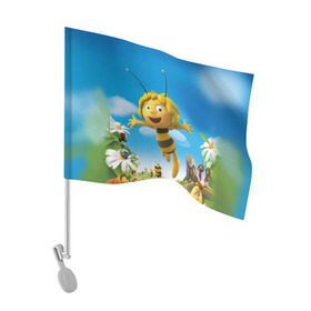 Флаг для автомобиля с принтом Пчелка Майя в Тюмени, 100% полиэстер | Размер: 30*21 см | вилли | майя | мая | пчелка | пчёлка майя | флип