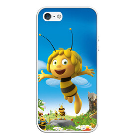 Чехол для iPhone 5/5S матовый с принтом Пчелка Майя в Тюмени, Силикон | Область печати: задняя сторона чехла, без боковых панелей | Тематика изображения на принте: вилли | майя | мая | пчелка | пчёлка майя | флип