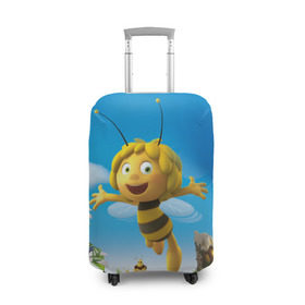 Чехол для чемодана 3D с принтом Пчелка Майя в Тюмени, 86% полиэфир, 14% спандекс | двустороннее нанесение принта, прорези для ручек и колес | Тематика изображения на принте: вилли | майя | мая | пчелка | пчёлка майя | флип