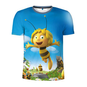 Мужская футболка 3D спортивная с принтом Пчелка Майя в Тюмени, 100% полиэстер с улучшенными характеристиками | приталенный силуэт, круглая горловина, широкие плечи, сужается к линии бедра | вилли | майя | мая | пчелка | пчёлка майя | флип
