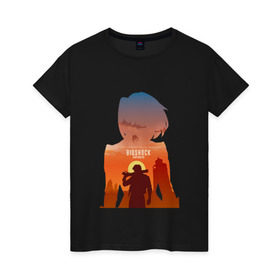 Женская футболка хлопок с принтом BIOSHOCK INFINITE в Тюмени, 100% хлопок | прямой крой, круглый вырез горловины, длина до линии бедер, слегка спущенное плечо | биошок | инфинит