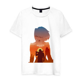 Мужская футболка хлопок с принтом BIOSHOCK INFINITE в Тюмени, 100% хлопок | прямой крой, круглый вырез горловины, длина до линии бедер, слегка спущенное плечо. | биошок | инфинит