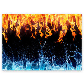 Поздравительная открытка с принтом Две стихии в Тюмени, 100% бумага | плотность бумаги 280 г/м2, матовая, на обратной стороне линовка и место для марки
 | Тематика изображения на принте: cold | fire | ice | вода water | лёд | огонь | пламя | стихиz | холод