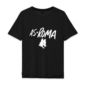 Мужская футболка хлопок Oversize с принтом A S Roma - White Graphic в Тюмени, 100% хлопок | свободный крой, круглый ворот, “спинка” длиннее передней части | 