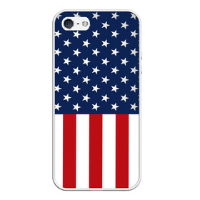 Чехол для iPhone 5/5S матовый с принтом Флаг США в Тюмени, Силикон | Область печати: задняя сторона чехла, без боковых панелей | Тематика изображения на принте: flag | usa | патриотизм | сша | флаг