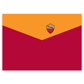 Поздравительная открытка с принтом A S Roma - Yellow and Red в Тюмени, 100% бумага | плотность бумаги 280 г/м2, матовая, на обратной стороне линовка и место для марки
 | рим | рома