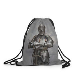 Рюкзак-мешок 3D с принтом Рыцарь в Тюмени, 100% полиэстер | плотность ткани — 200 г/м2, размер — 35 х 45 см; лямки — толстые шнурки, застежка на шнуровке, без карманов и подкладки | боец | воин | доспехи | король | латы | меч | рыцарь