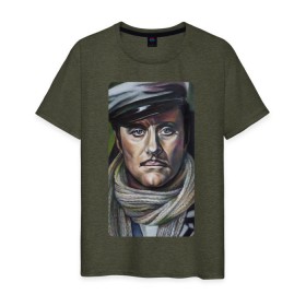 Мужская футболка хлопок с принтом остап бендер живопись в Тюмени, 100% хлопок | прямой крой, круглый вырез горловины, длина до линии бедер, слегка спущенное плечо. | 