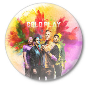 Значок с принтом Coldplay в Тюмени,  металл | круглая форма, металлическая застежка в виде булавки | cold play | rock | колд плей | колд плэй | колдплей | колдплэй | рок
