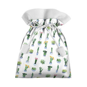 Подарочный 3D мешок с принтом Кактусы в Тюмени, 100% полиэстер | Размер: 29*39 см | Тематика изображения на принте: горшок | зеленый | кактус | принт | растение | флора | цветы