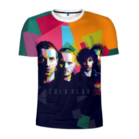 Мужская футболка 3D спортивная с принтом Coldplay в Тюмени, 100% полиэстер с улучшенными характеристиками | приталенный силуэт, круглая горловина, широкие плечи, сужается к линии бедра | cold play | rock | колд плей | колд плэй | колдплей | колдплэй | рок