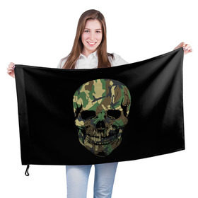 Флаг 3D с принтом Череп Армия в Тюмени, 100% полиэстер | плотность ткани — 95 г/м2, размер — 67 х 109 см. Принт наносится с одной стороны | army | biker | ffm | skeleton | skull | армия | байкер | камуфляж | каска | скелет | череп | шлем