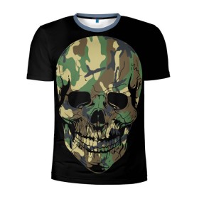 Мужская футболка 3D спортивная с принтом Череп Армия в Тюмени, 100% полиэстер с улучшенными характеристиками | приталенный силуэт, круглая горловина, широкие плечи, сужается к линии бедра | army | biker | ffm | skeleton | skull | армия | байкер | камуфляж | каска | скелет | череп | шлем