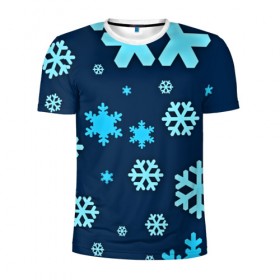 Мужская футболка 3D спортивная с принтом Снежинки в Тюмени, 100% полиэстер с улучшенными характеристиками | приталенный силуэт, круглая горловина, широкие плечи, сужается к линии бедра | winter | зима | мороз | новый год | снег | снежинки | холод