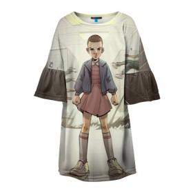 Детское платье 3D с принтом Girl в Тюмени, 100% полиэстер | прямой силуэт, чуть расширенный к низу. Круглая горловина, на рукавах — воланы | stranger things | очень странные дела