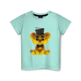 Детская футболка хлопок с принтом Golden Freddy в Тюмени, 100% хлопок | круглый вырез горловины, полуприлегающий силуэт, длина до линии бедер | five nights at freddys | golden freddy | золотой фредди | медведь | мишка