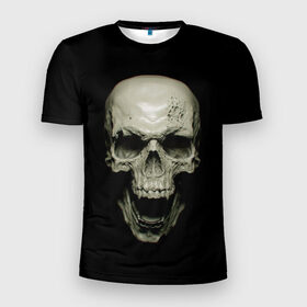 Мужская футболка 3D спортивная с принтом Череп вампира в Тюмени, 100% полиэстер с улучшенными характеристиками | приталенный силуэт, круглая горловина, широкие плечи, сужается к линии бедра | вампир | кости | кровь | скелет | ужас | хэллоуин | череп