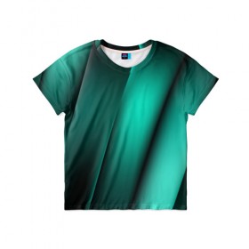 Детская футболка 3D с принтом Emerald lines в Тюмени, 100% гипоаллергенный полиэфир | прямой крой, круглый вырез горловины, длина до линии бедер, чуть спущенное плечо, ткань немного тянется | Тематика изображения на принте: абстракция | геометрия | зеленый