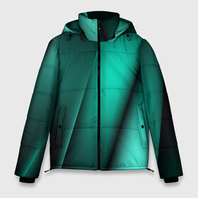 Мужская зимняя куртка 3D с принтом Emerald lines в Тюмени, верх — 100% полиэстер; подкладка — 100% полиэстер; утеплитель — 100% полиэстер | длина ниже бедра, свободный силуэт Оверсайз. Есть воротник-стойка, отстегивающийся капюшон и ветрозащитная планка. 

Боковые карманы с листочкой на кнопках и внутренний карман на молнии. | абстракция | геометрия | зеленый