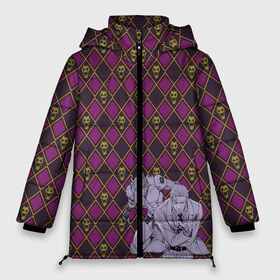 Женская зимняя куртка 3D с принтом Killer Queen x Kira Yoshikage в Тюмени, верх — 100% полиэстер; подкладка — 100% полиэстер; утеплитель — 100% полиэстер | длина ниже бедра, силуэт Оверсайз. Есть воротник-стойка, отстегивающийся капюшон и ветрозащитная планка. 

Боковые карманы с листочкой на кнопках и внутренний карман на молнии | jojo | killer queen | kira yoshikage