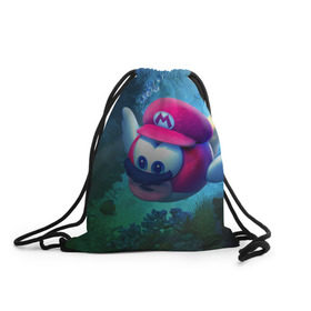 Рюкзак-мешок 3D с принтом Super Mario / Марио в Тюмени, 100% полиэстер | плотность ткани — 200 г/м2, размер — 35 х 45 см; лямки — толстые шнурки, застежка на шнуровке, без карманов и подкладки | nintendo | марио | нинтендо