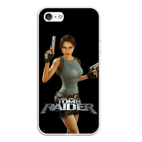 Чехол для iPhone 5/5S матовый с принтом TOMB RAIDER в Тюмени, Силикон | Область печати: задняя сторона чехла, без боковых панелей | game | girl | gun | lara croft | tomb raider | девушка | игра | оружие | пистолет