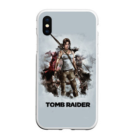 Чехол для iPhone XS Max матовый с принтом TOMB RAIDER в Тюмени, Силикон | Область печати: задняя сторона чехла, без боковых панелей | game | girl | gun | lara croft | tomb raider | девушка | игра | оружие | пистолет