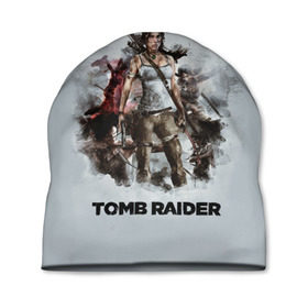 Шапка 3D с принтом TOMB RAIDER в Тюмени, 100% полиэстер | универсальный размер, печать по всей поверхности изделия | game | girl | gun | lara croft | tomb raider | девушка | игра | оружие | пистолет