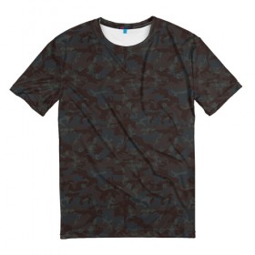 Мужская футболка 3D с принтом Горный камуфляж в Тюмени, 100% полиэфир | прямой крой, круглый вырез горловины, длина до линии бедер | военный | коричневый | пятна | серый