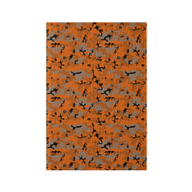 Обложка для паспорта матовая кожа с принтом Осенний камуфляж в Тюмени, натуральная матовая кожа | размер 19,3 х 13,7 см; прозрачные пластиковые крепления | военный | оронжевый | серый | черный