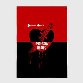 Постер с принтом Poison heart в Тюмени, 100% бумага
 | бумага, плотность 150 мг. Матовая, но за счет высокого коэффициента гладкости имеет небольшой блеск и дает на свету блики, но в отличии от глянцевой бумаги не покрыта лаком | depeche mode | альтернативный | вестник моды | депеш мод | дэйв гаан | индастриал | клинок | красное | кровь капли | мартин гор | музыка | надпись | новая волна | нож | рок | сердце | синти поп | черное