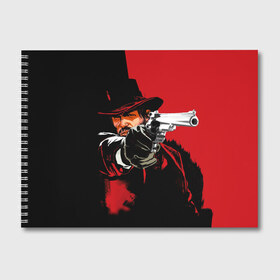 Альбом для рисования с принтом Red Dead Redemption в Тюмени, 100% бумага
 | матовая бумага, плотность 200 мг. | cowboy | game | gun | jim | red dead redemption | rockstar | west | вестерн | дикий запад | игра | ковбой | оружие | пистолет
