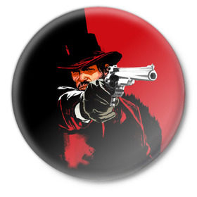Значок с принтом Red Dead Redemption в Тюмени,  металл | круглая форма, металлическая застежка в виде булавки | cowboy | game | gun | jim | red dead redemption | rockstar | west | вестерн | дикий запад | игра | ковбой | оружие | пистолет